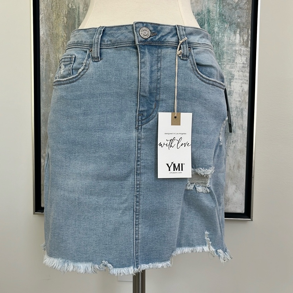 NWT from YMIJeans Junior Midi Skirt with Frayed Hem and Distressed Edges